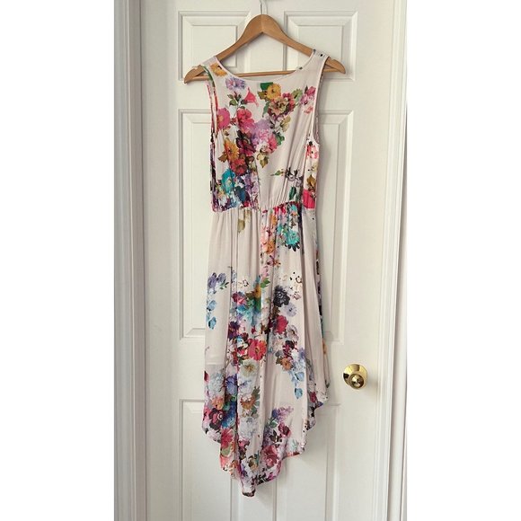 Topshop Bright Blossom Dip Hem Dress - Picture 3 of 5